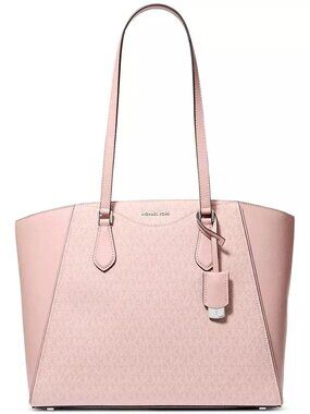 MICHAEL Michael Kors Taryn Large Signature Logo and Leather Tote - Smokey Rose
